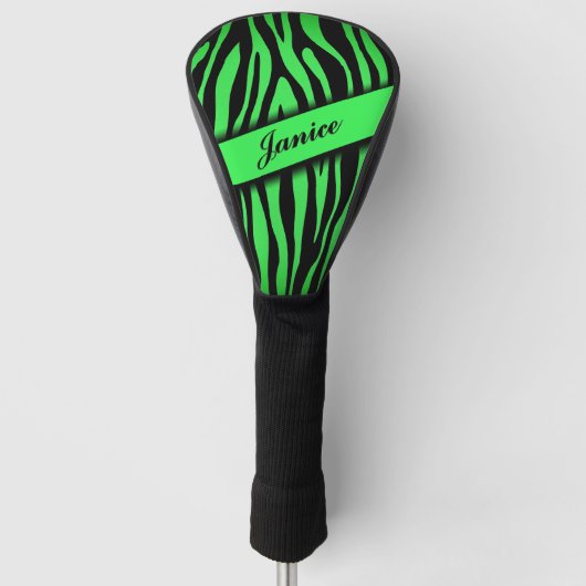 Couvre-club De Golf Lime Green Zebra (Devant)