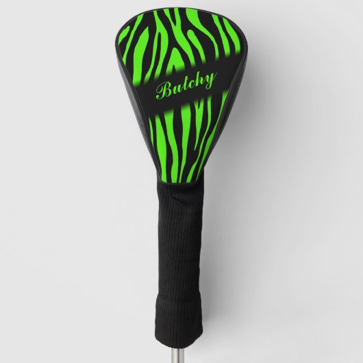 Couvre-club De Golf Lime Green Zebra Impression personnalisée (Devant)