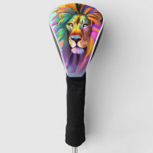 Couvre-club De Golf Lion Abstrait Face Mystical Imaginaire Art