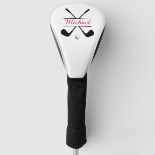 Couvre-club De Golf Logo et nom stylish noir et rouge Joueur de golf