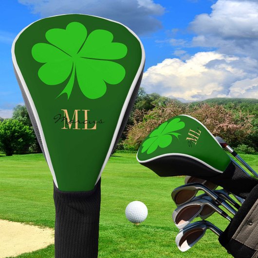 Couvre-club De Golf Lucky Irish Clover & Shamrock Golf monogrammed