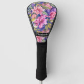 Couvre-club De Golf Lush Pink and Purple Flowers Personalized (Devant)