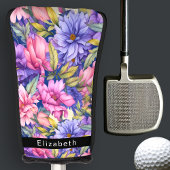 Couvre-club De Golf Lush Pink and Purple Flowers Personalized