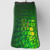Couvre-club De Golf Luxueux Crocodile Vert Faux Monogramme Putter (Tourné à 90°)