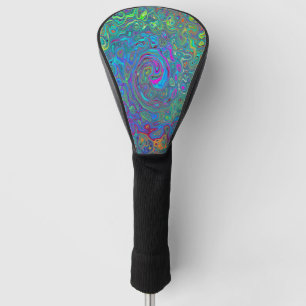 Couvre-club De Golf Magenta, Bleu et Mousse verte Retro Swirl