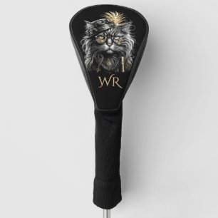 Couvre-club De Golf Magnifique monogramme de chat steampunk