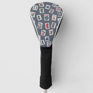 Couvre-club De Golf MahJongg mosaïques design sur bleu foncé