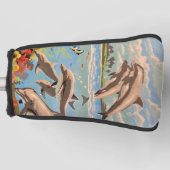 Couvre-club De Golf Main Painted by Number | Dolphins | (Devant)