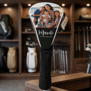 Couvre-club De Golf Mami Écriture Établie Photo Noir