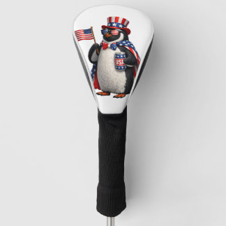 Couvre-club De Golf Manchot patriotique tenue drapeau américain 4 juil