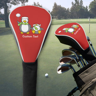 Couvre-club De Golf Manchots faisant des batailles de boules de neige