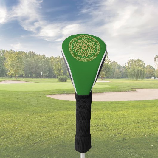 Couvre-club De Golf Mandala Fleur Celtique Or Intricte