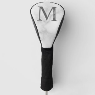Couvre-club De Golf Marbre blanc Monogramme personnalisé et nom