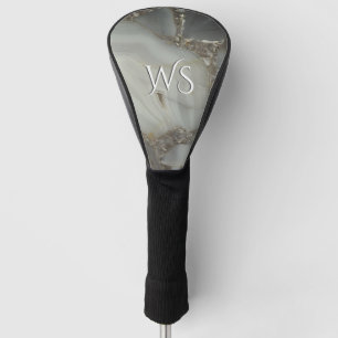 Couvre-club De Golf Marbre gris avec Veine or initial