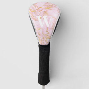 Couvre-club De Golf Marbre Parties scintillant or rose Monogramme