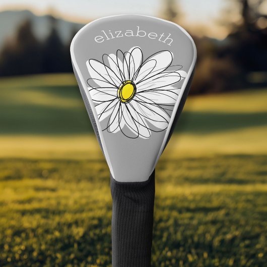 Couvre-club De Golf Marguerite à la mode avec le gris et le jaune