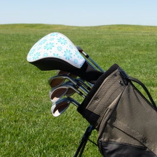 Couvre-club De Golf Marguerite délicate blanche et turquoise, point mo