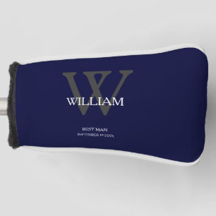 Couvre-club De Golf Mariage Best Man Cadeau Élégant Monogramme bleu ma