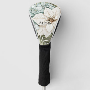 Couvre-club De Golf Mariage Fleurs Blanches Bleues Tropicales