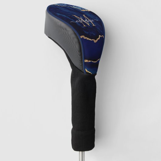 Couvre-club De Golf Marine Blue Gold Votre nom Golf Head Cover (Incliné)