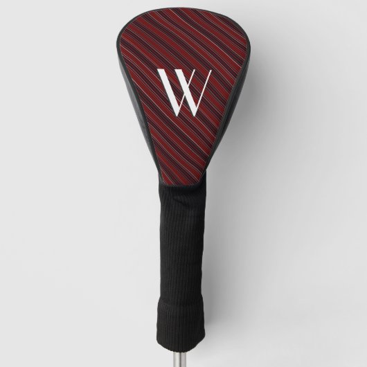 Couvre-club De Golf Maroon Stripe Initial (Devant)