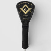 Couvre-club De Golf Masonic Demask Noir Monogramme (Devant)