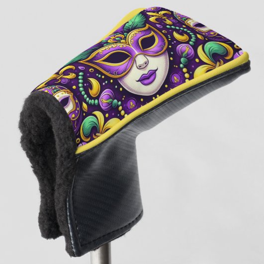 Couvre-club De Golf Masque Mardi Gras/perles/fleur de lis (Devant 3/4)