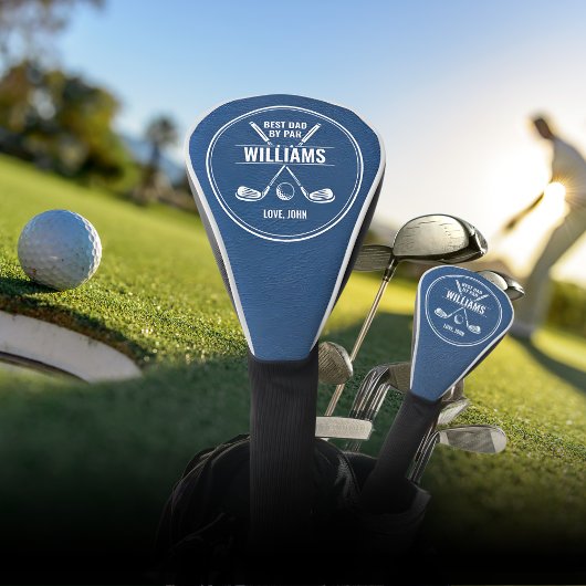 Couvre-club De Golf MEILLEUR DAD PAR PAR Blue Leather Keepsaké