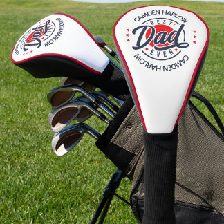 Couvre-club De Golf Meilleur papa Nom Jamais Rouge Blanc Bleu
