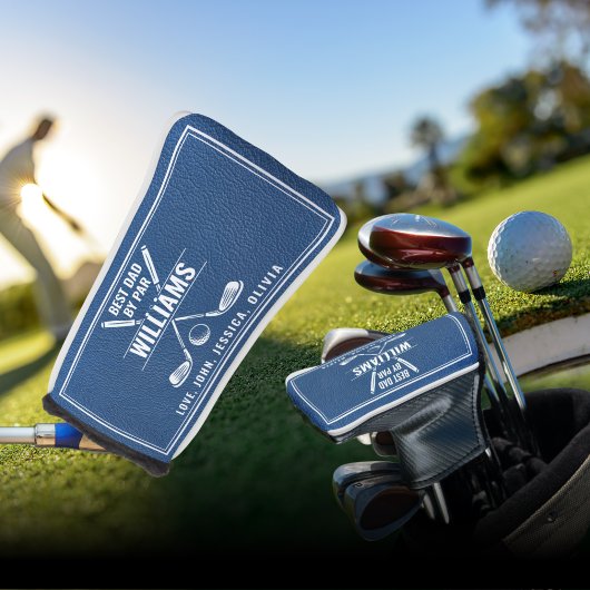 Couvre-club De Golf MEILLEUR PAPA PAR PAR Blue Leather Keepsaké Golf H