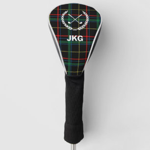 Couvre-club De Golf Mens Monogram Golf Clubs Laurel Wreath Green Plaid