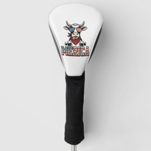 Couvre-club De Golf Merica Graphique de gravure vintage vache patrioti