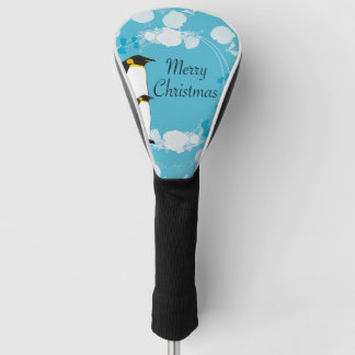 Couvre-club De Golf merry christmas, christmas,penguin,flowers,blue,