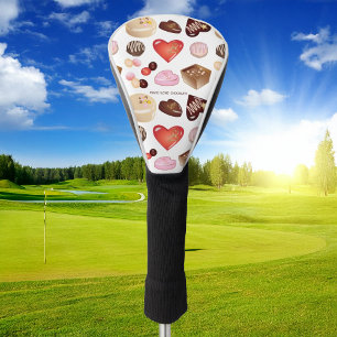 Couvre-club De Golf Mignon Chic Paix Amour Chocolat Bonbons Motif