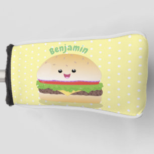 Couvre-club De Golf Mignon hamburger kawaii de dessin animé heureux