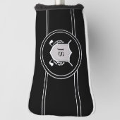 Couvre-club De Golf Modern Elegant Black Custom Monogram (Tourné à 90°)