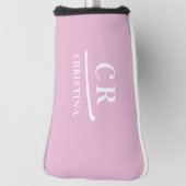 Couvre-club De Golf Modern Monogram Feminine Pink Putter (Tourné à 90°)