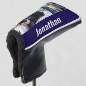Couvre-club De Golf Modern Navy Blue Custom Photo Template and Name (Devant 3/4)