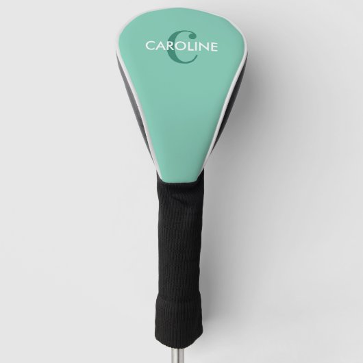 Couvre-club De Golf Moderne Classique Initiale Turquoise (Devant)