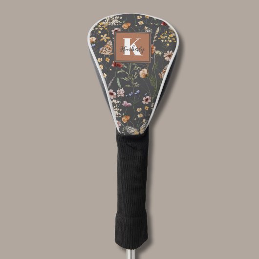 Couvre-club De Golf Moderne monogramme floral boho nom