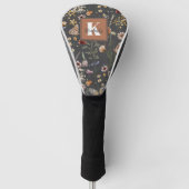 Couvre-club De Golf Moderne monogramme floral boho nom (Devant)