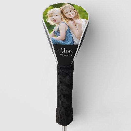 Couvre-club De Golf  Mom Established Black White Script Photo (Devant)