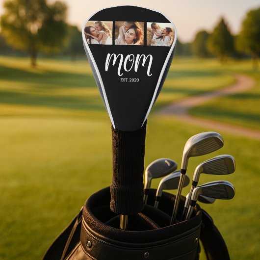 Couvre-club De Golf Mom Established Modern Bold Script Black 3 Photo