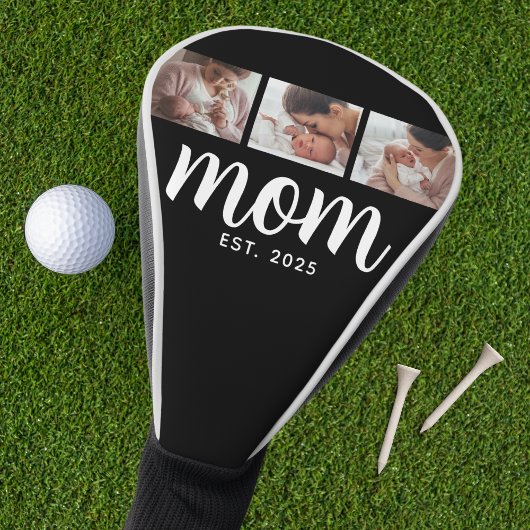 Couvre-club De Golf Mom Established Modern Bold Script Black 3 Photo