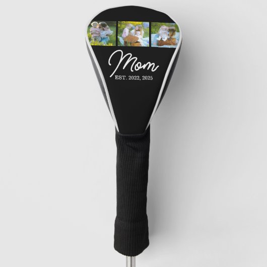 Couvre-club De Golf Mom Established Modern Script Black 3 Photo (Devant)