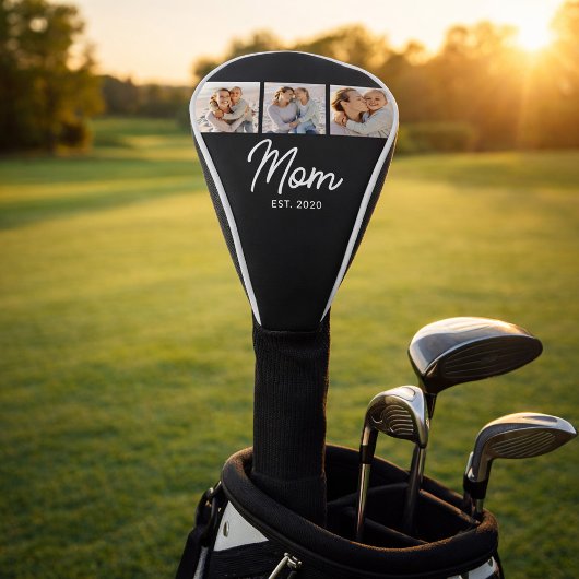 Couvre-club De Golf Mom Established Modern Script Black 3 Photo