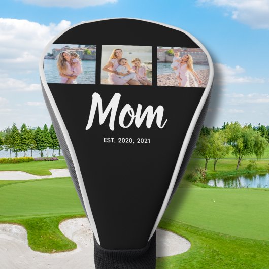 Couvre-club De Golf Mom Established Modern Script Black 3 Photo