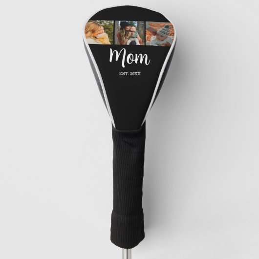 Couvre-club De Golf Mom Established Modern Script Black 3 Photo (Devant)