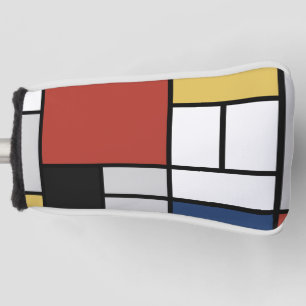 Couvre-club De Golf Mondrian Peinture Rouge Plane Jaune Noir Gris Bleu