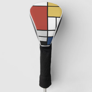 Couvre-club De Golf Mondrian Peinture Rouge Plane Jaune Noir Gris Bleu